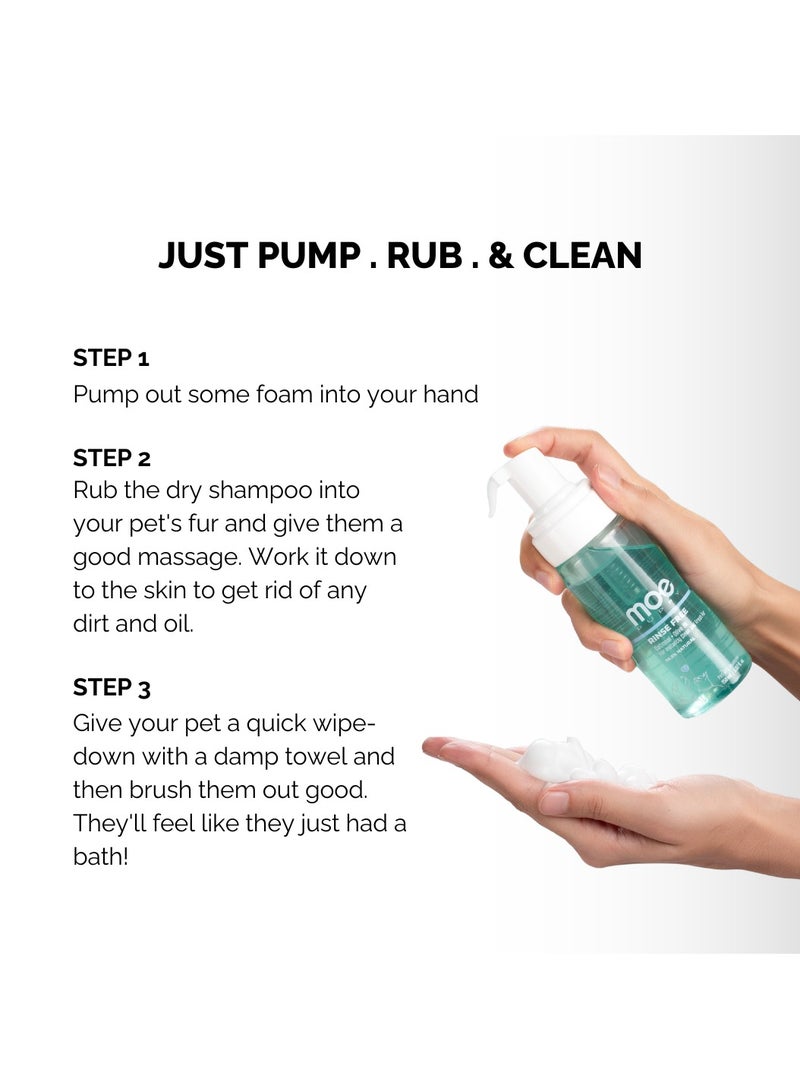 Moe Puppy Moe Rinse Free Pet Dry Shampoo for instantly clean and fresh fur | Waterless Foam Cleanser for dogs and cats | (150 ml)  - Image 5
