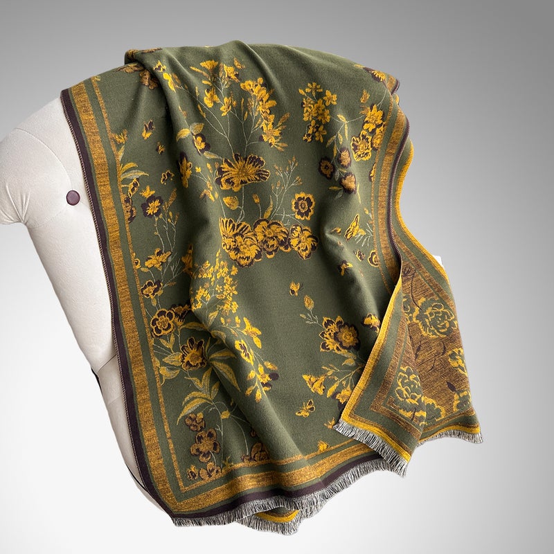 Wholesale 2025 Autumn and Winter New Style Imitation Cashmere Scarf Women''s Fashion Versatile Floral Jacquard Shawl - Image 1
