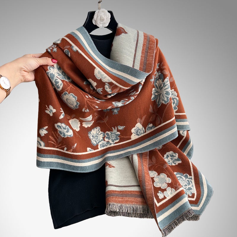 Wholesale 2025 Autumn and Winter New Style Imitation Cashmere Scarf Women''s Fashion Versatile Floral Jacquard Shawl - Image 2