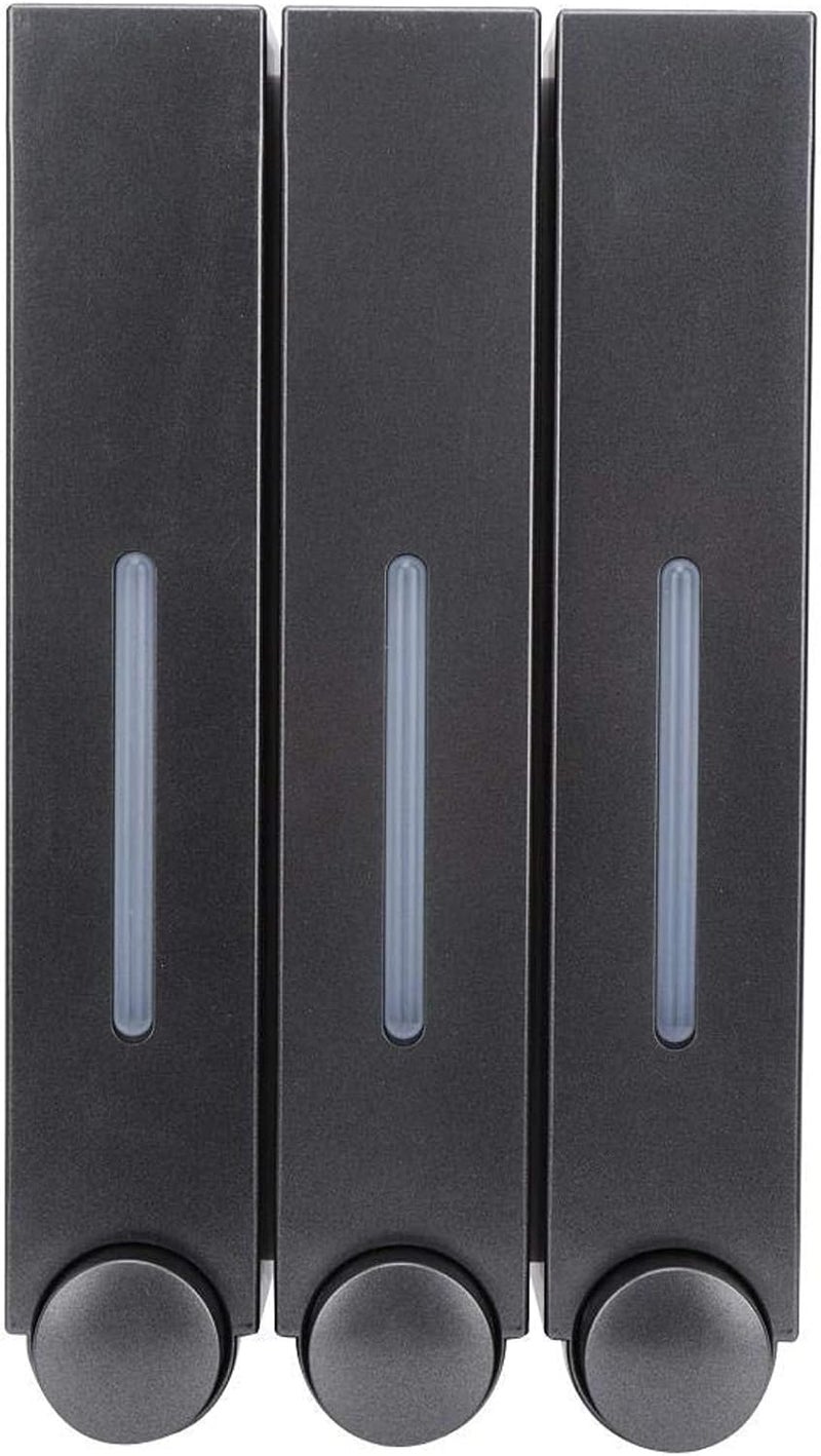 420ml per Cup Wall Mounted Three Head Liquid Soap Shampoo Dispensers for Home Bathroom Hotel(Black) - Image 1