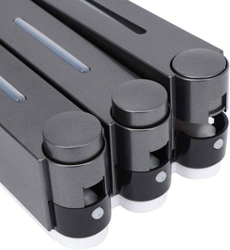 420ml per Cup Wall Mounted Three Head Liquid Soap Shampoo Dispensers for Home Bathroom Hotel(Black) - Image 3