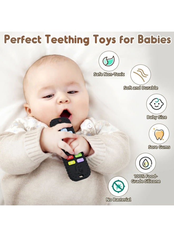 AiTuiTui Teething Relief Teethers Toys for Babies 3-6-12 Months Gifts, Food Grade Silicone Sensory Baby Remote Control Teether Bath Toy for Newborn Infant Boy Girl Autism Birthday Christmas Gift, Black - Image 2