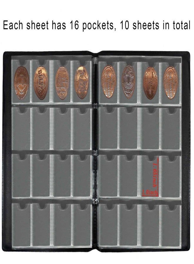 Xxmbbjy 160 Pockets Pressed Penny Collecting Album Book, 10 Sheets Pressed Penny Collection Sleeves, Portable Pressed Penny Album Book Holder for Collectors, Suitable for Travel or Work, Black - Image 4