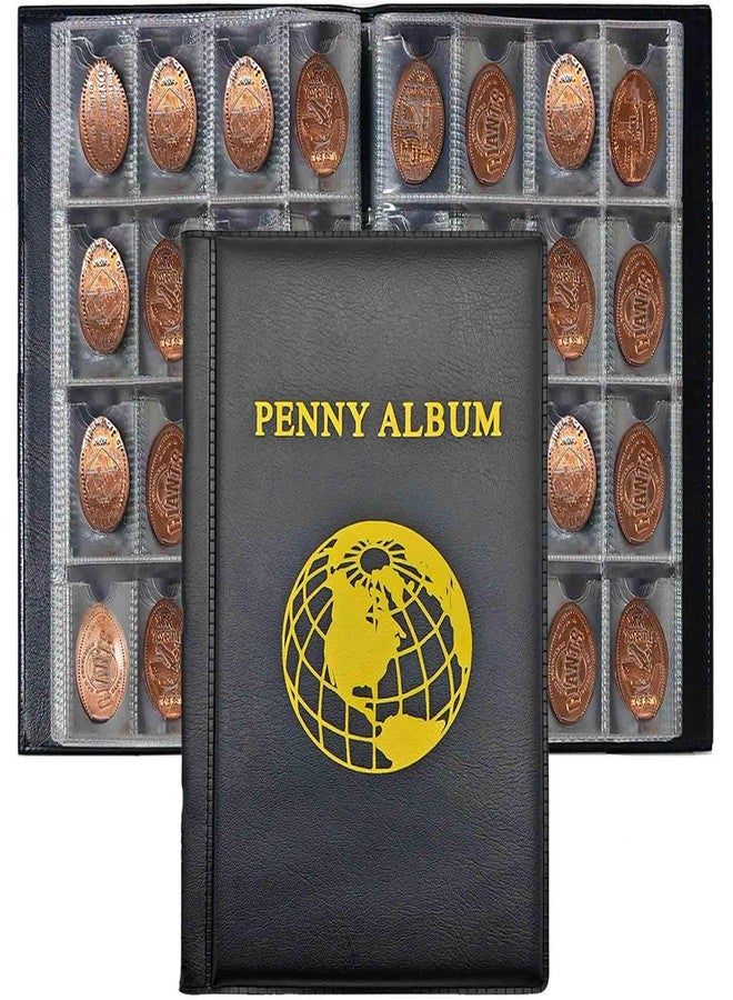 Xxmbbjy 160 Pockets Pressed Penny Collecting Album Book, 10 Sheets Pressed Penny Collection Sleeves, Portable Pressed Penny Album Book Holder for Collectors, Suitable for Travel or Work, Black - Image 1