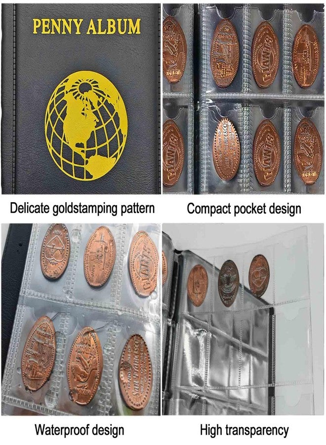Xxmbbjy 160 Pockets Pressed Penny Collecting Album Book, 10 Sheets Pressed Penny Collection Sleeves, Portable Pressed Penny Album Book Holder for Collectors, Suitable for Travel or Work, Black - Image 5