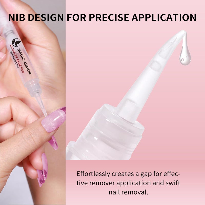 MAGIC ARMOR 15g Semi Solid Nail Glue Gel with 5ml Remover Glue Pen, Super Glue for Press On Nails, No UV Light Needed Long Lasting, Click Removal Pen Design 3-in-1 Remover - Image 4