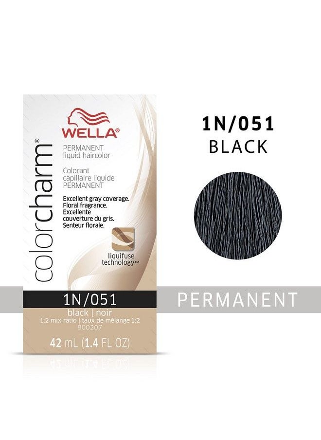 WELLA Color Charm - Wella Colorcharm Permanent Liquid Hair Color For Gray Coverage 1N Black 1.42 Fl Oz - Image 1