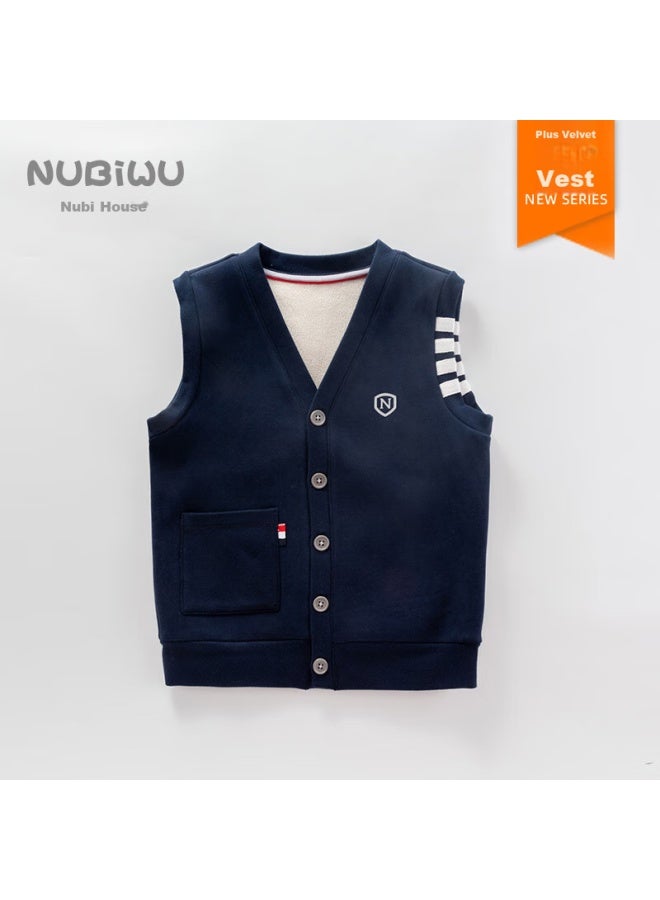 Nubiwu Children's Vest, Boys' Autumn Waistcoat, Big Kids' Outer Vest, Boys' Spring And Autumn Sleeveless Jacket, Dark Gray, Size 140 - Image 5