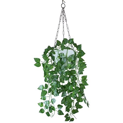 Tdas Plastic Artificial Plants With Pot Leaves Hanging Ivy Garlands Plant Greenery Vine Creeper Home Decor Door Wall Balcony Decoration Party Festival Craft (Design1) - Image 1