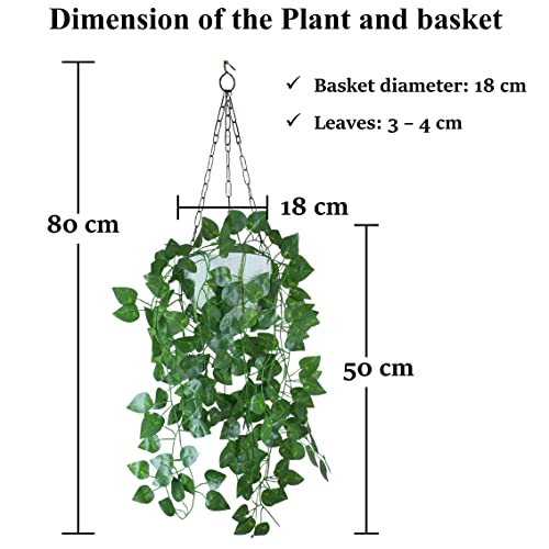 Tdas Plastic Artificial Plants With Pot Leaves Hanging Ivy Garlands Plant Greenery Vine Creeper Home Decor Door Wall Balcony Decoration Party Festival Craft (Design1) - Image 2