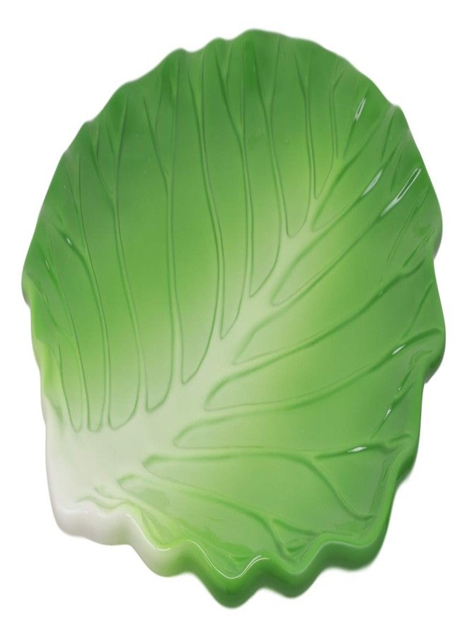 Ebros Gift Ebros 12" Wide Gourmet Kitchen Presentation Ceramic Fresh Hearty Green Cabbage Leaf Shaped Serving Plate or Dish Platter For Salads Dessert Appetizers Fruits Lunch Or Dinner Entrees (1) - Image 3
