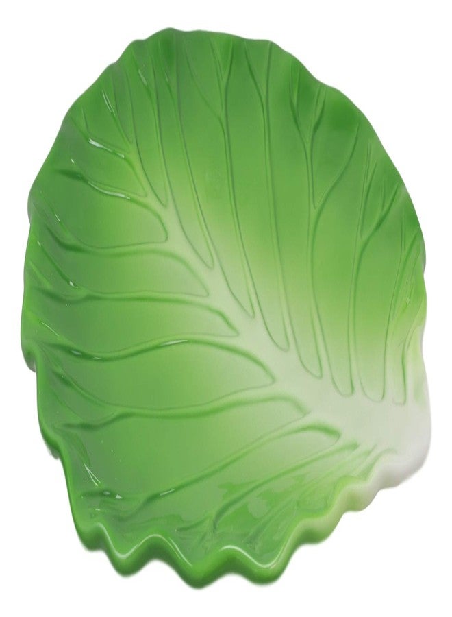 Ebros Gift Ebros 12" Wide Gourmet Kitchen Presentation Ceramic Fresh Hearty Green Cabbage Leaf Shaped Serving Plate or Dish Platter For Salads Dessert Appetizers Fruits Lunch Or Dinner Entrees (1) - Image 4