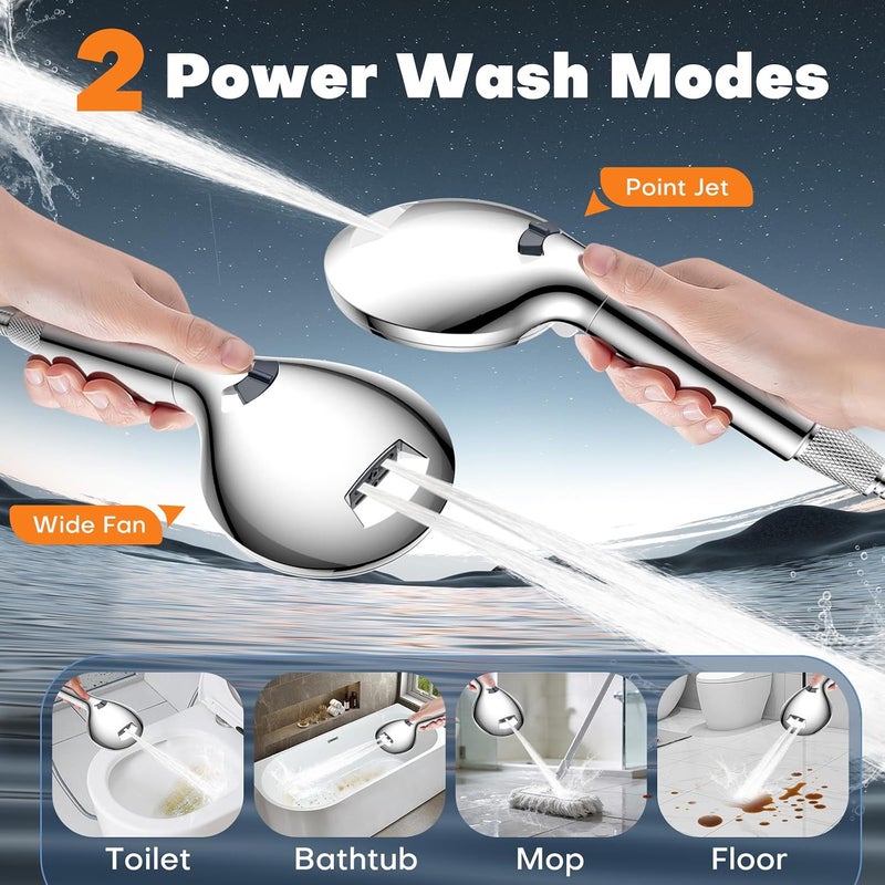 FEELSO Hard Water Filter Shower Head with 15 Layers Filtration & 1.5m Hose | 3 Modes Water Saving High Pressure Shower Heads for Residual Chlorine Remove ＆ Reduce Dry Itchy Skin Silver - Image 3