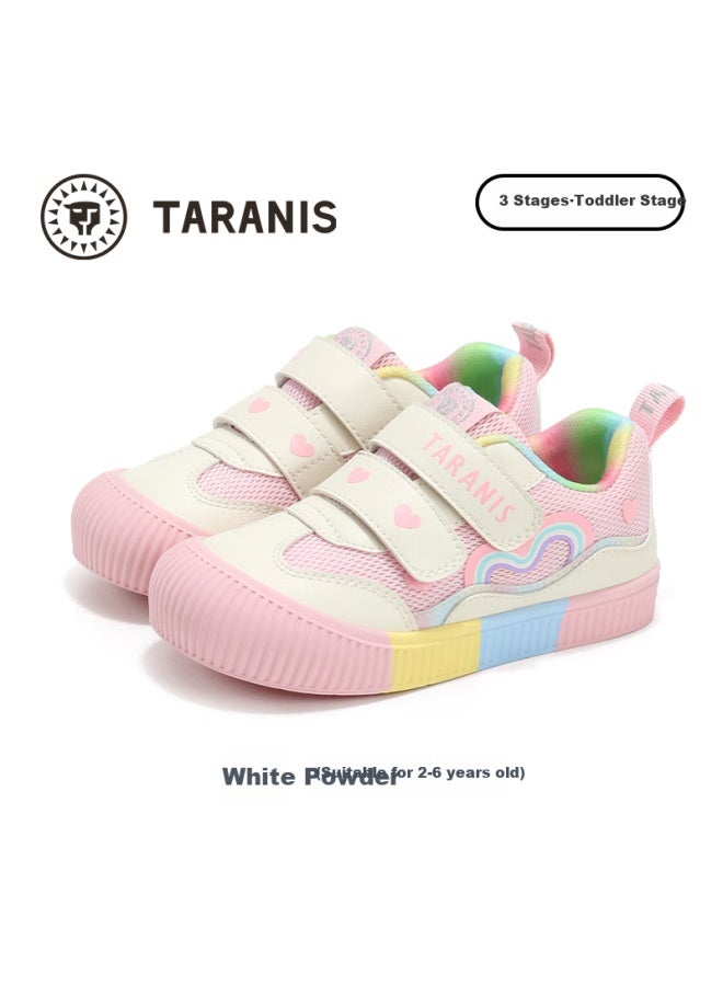 Taranis Tailannisi Children's Shoes, Kindergarten Indoor Shoes, Boys And Girls Casual Sneakers, Non-slip Soft Children's Shoes, Pink/white, Size 29 - Image 2