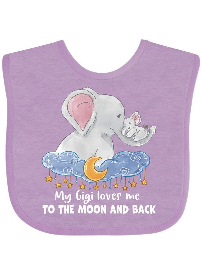inktastic My Gigi Loves Me To the Moon and Back Elephant Family Baby Bib Lavender 3b155 - Image 1
