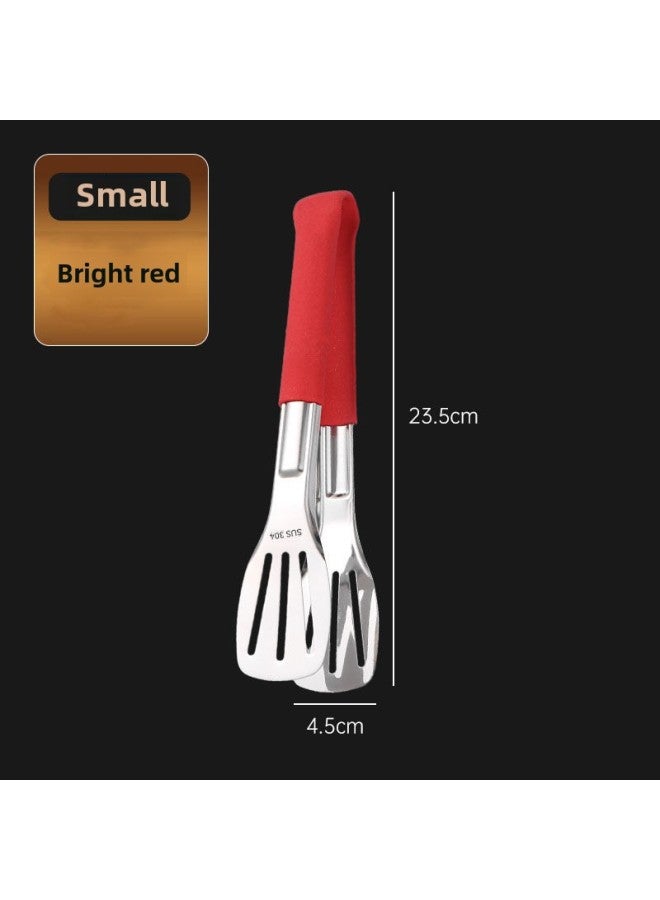 304 Stainless Steel Food Clip Barbecue Steak Clip Barbecue Bread Clip Kitchen Long Thick Dish Clip Household Commercial-Specifications:Five Pieces [top Special Price]-Color:Small Bright Red Approximately ( 23cm )  - Image 1