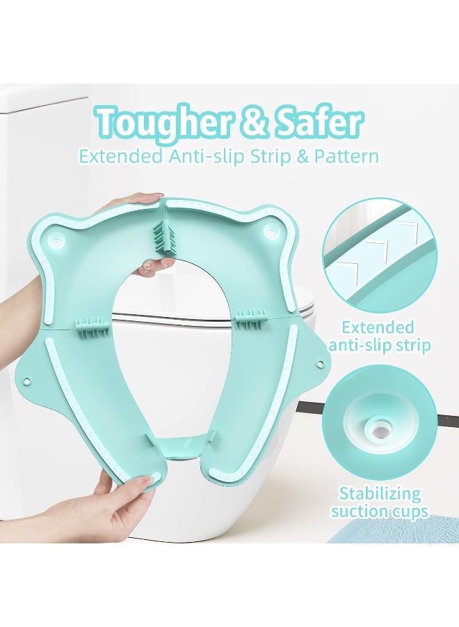 SKYROKU Foldable Travel Potty Seat for Toddlers and Kids - Anti-Slip Potty Training Seat with Handles, Splash Guard, DIY Stickers, Storage Bag - Fits Most Toilets, Portable & Easy to Clean(Blue) - Image 3