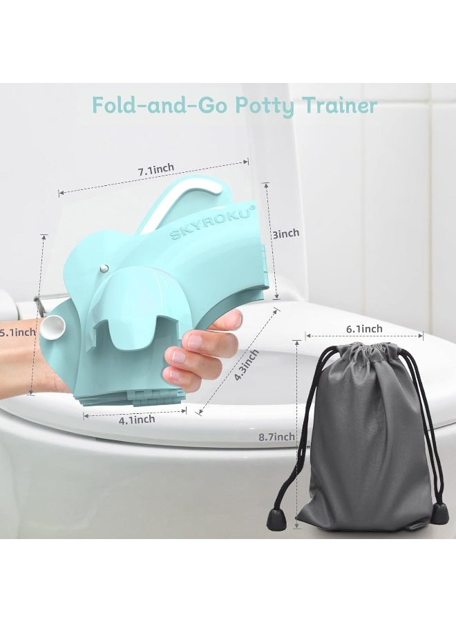 SKYROKU Foldable Travel Potty Seat for Toddlers and Kids - Anti-Slip Potty Training Seat with Handles, Splash Guard, DIY Stickers, Storage Bag - Fits Most Toilets, Portable & Easy to Clean(Blue) - Image 5