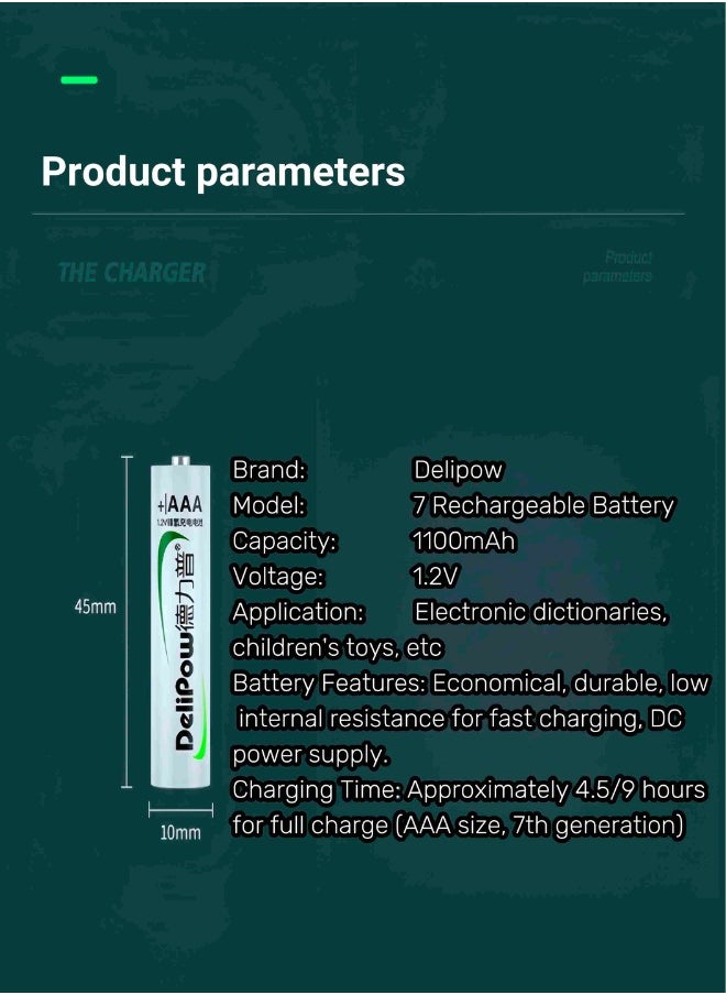 DLP - Rechargeable Battery Set with 8 AAA Batteries (1100mAh) - Image 1
