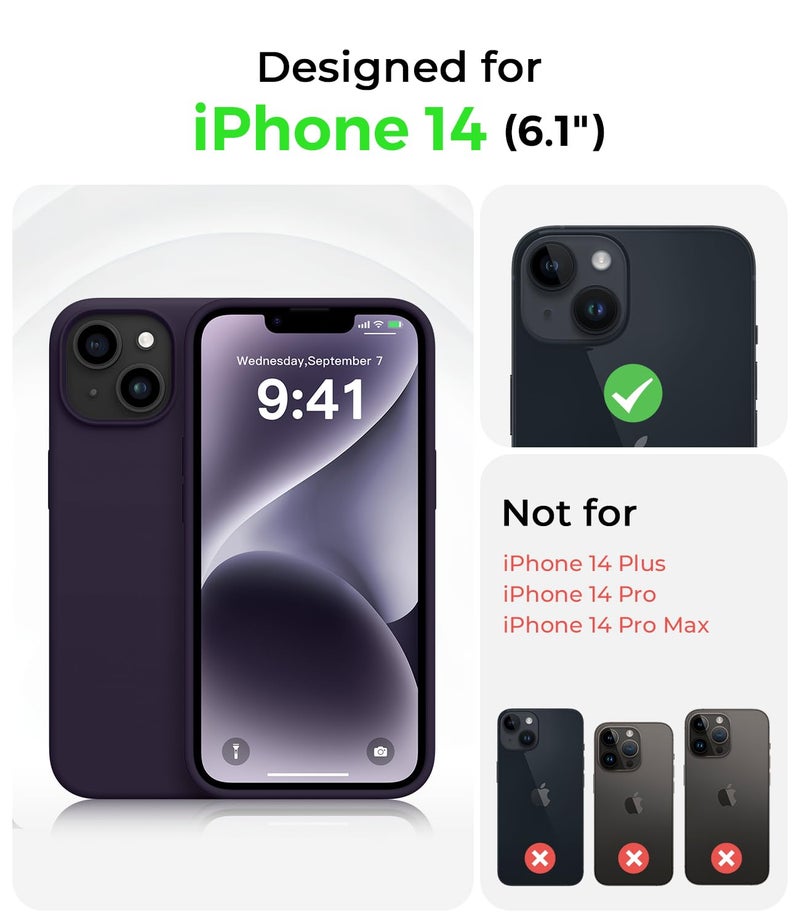 AOTESIER Compatible with iPhone 14 Case, Full Body Food-Grade Silicone Wear-Resistant, Anti-Drop Protection with Soft Anti-Scratch Microfiber Lining Phone Case for iPhone 14, 6.1 inch, Elderberry - Image 5