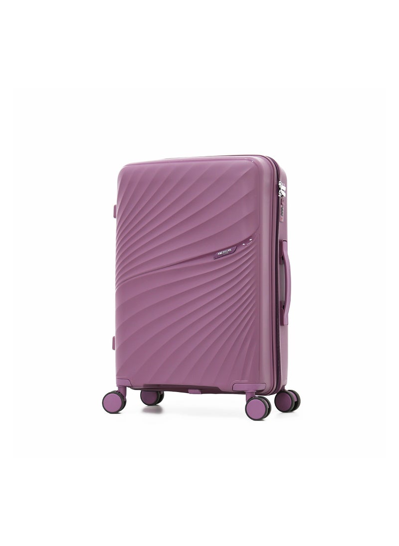 AMERICAN FLYER - Unbreakable Hardshell PP Luggage Set with 8 Wheels Thick Shell Multi Layer PP 3 Piece Set,Purple (S-20",M-24",L-28") - Image 1