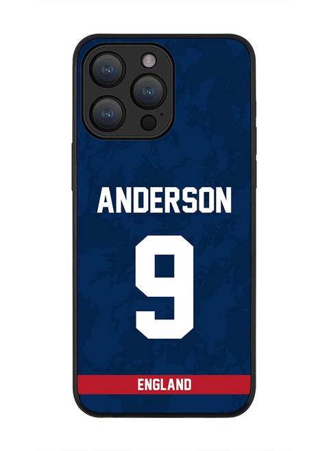 Cover for iPhone 15 Pro Max Case , Rugged Black Slim fit Soft Flexible Thin Protective Phone Cases - Player Name - James Anderson, Jersey Number- 9