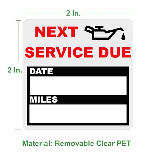 JINCH 200 Count Clear Oil Change Stickers, 2 X 2 Inches Removable Auto Maintenance Next Service Due Reminder Labels in Roll with Perforation Line - Image 2