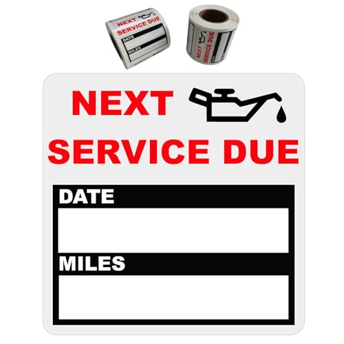 JINCH 200 Count Clear Oil Change Stickers, 2 X 2 Inches Removable Auto Maintenance Next Service Due Reminder Labels in Roll with Perforation Line - Image 1