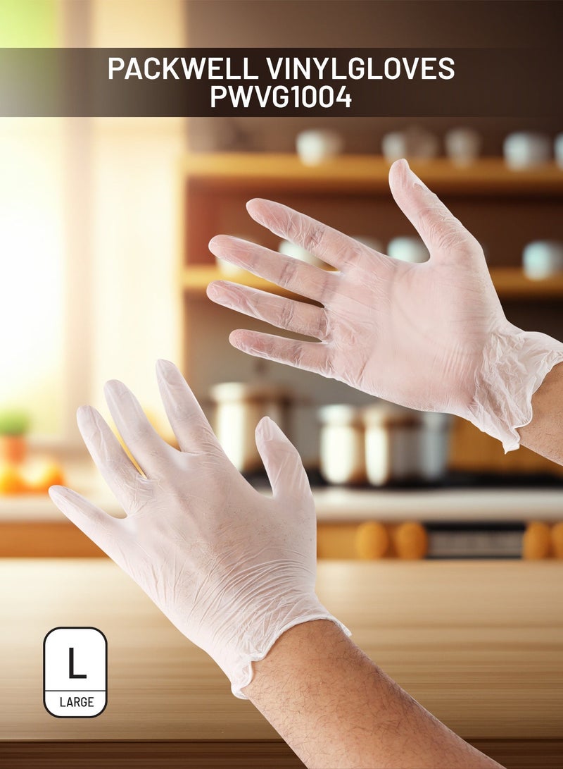 Packwell vinyl Gloves clear powder free Large 100 pcs - Image 5
