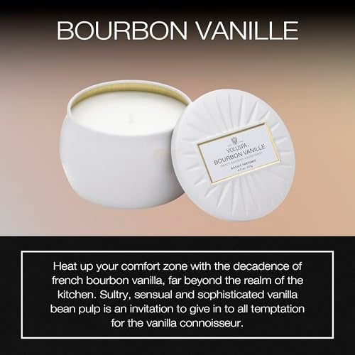 Voluspa Bourbon Vanille, Mini Tin Candle, 4 oz, 25 Hour Burn Time, Coconut Wax for Clean Burning, Handcrafted in the USA - Image 2
