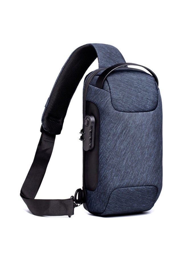 Anti-Theft Sling Bag Chest Shoulder Backpack Crossbody Bags for Men Women Cover Pack Hiking Small Rucksack with USB Charging Port for Business Travel Hiking Bicycle Sport Gym Pack(Blue) - Image 1