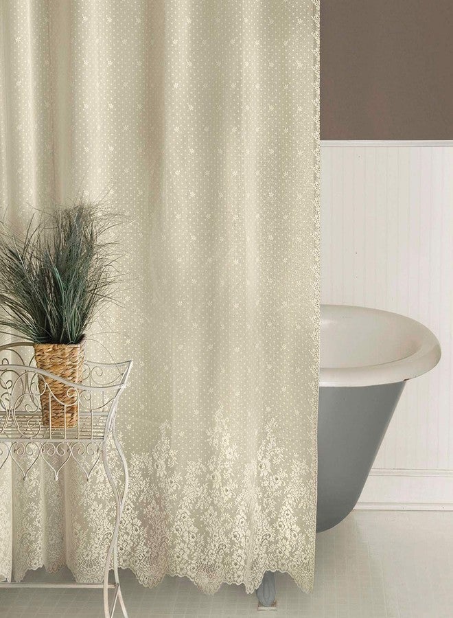 Heritage Lace, Ecru Floret 72x72 Shower Curtain, 72 inch Wide by 72 inch Drop (6290E-OC) - Image 3