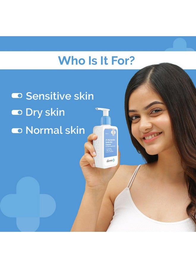 THE derma Co 2% Niacinamide Gentle Skin Cleanser For Sensitive, Dry, Normal Skin - 125 Ml Non-Irritant | 100% Soap-Free | Non-Oil Stripping | Gently Cleanses Makeup 