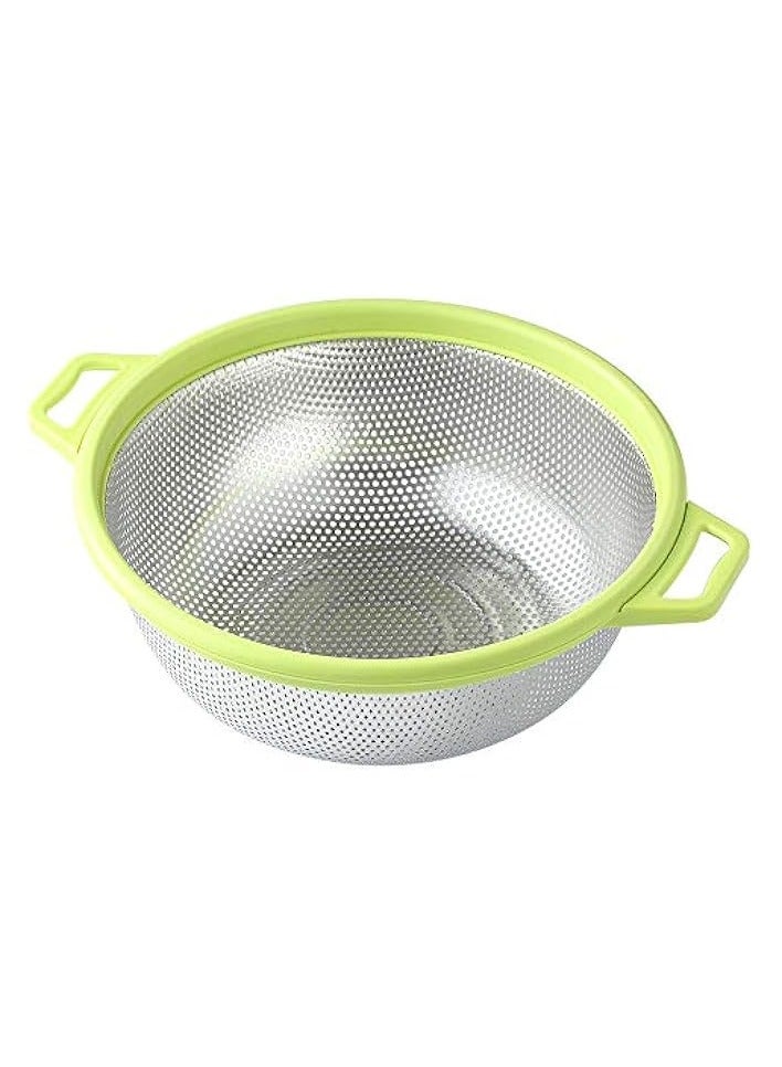 إيروريكس Stainless Steel Colander With Handle and Legs, Large Metal Green Strainer for Pasta, Spaghetti, Berry, Veggies, Fruits, Noodles, Salads, 5-quart 10.5” Kitchen Mesh Colander  - Image 1