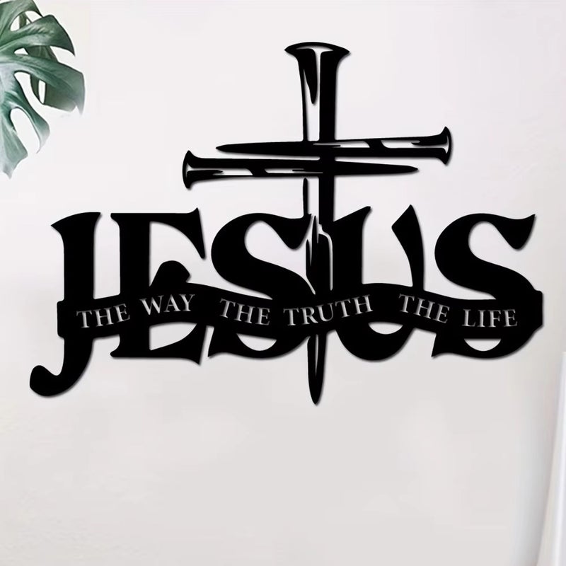 CIFbuy Aluminum Jesus Cross Scripture Wall Art Christian Home Decor Gift（TikTok, temu pick-up service） - Image 1