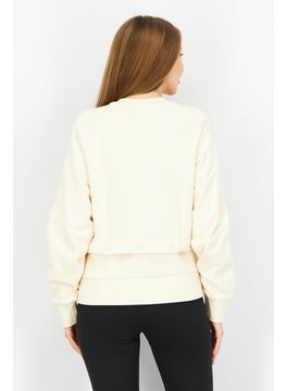 adidas Originals Women Sportswear Fit Long Sleeves Training Sweatshirt, Beige  - Image 3