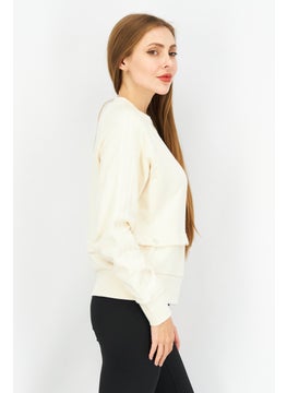 adidas Originals Women Sportswear Fit Long Sleeves Training Sweatshirt, Beige  - Image 4