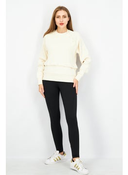 adidas Originals Women Sportswear Fit Long Sleeves Training Sweatshirt, Beige  - Image 2