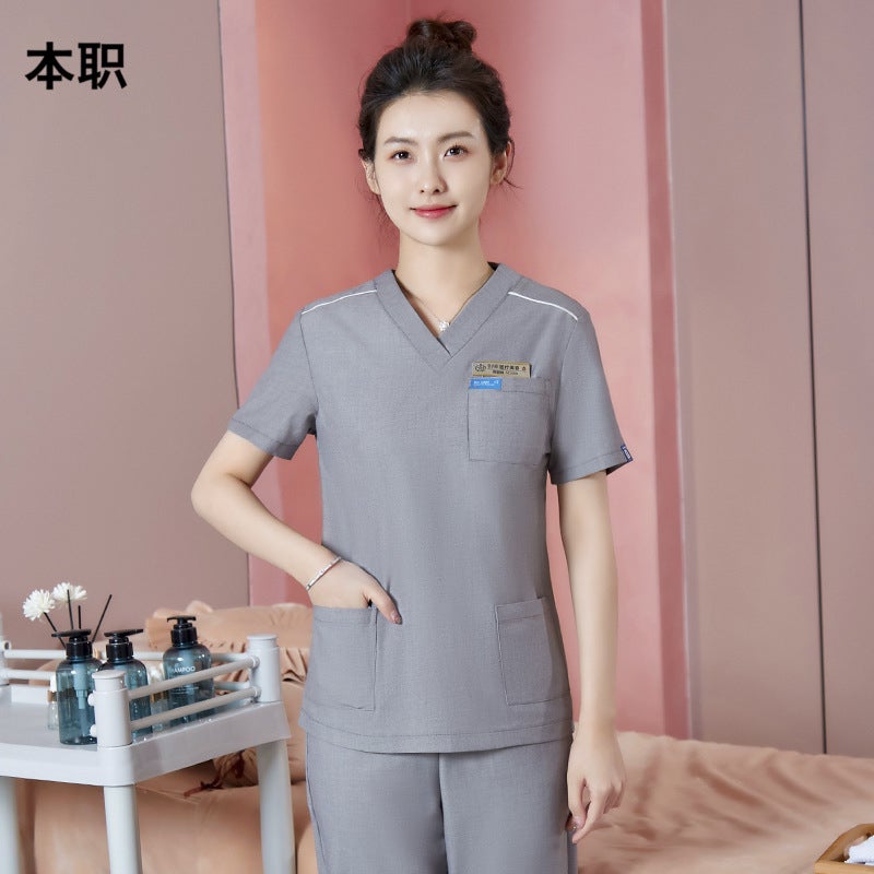 Short Sleeve Suit Medical Beauty Dental Front Desk Skin Management Spa Health Center Beauty Technician Overalls - Image 5