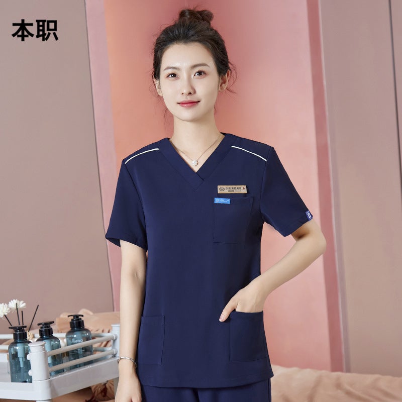 Short Sleeve Suit Medical Beauty Dental Front Desk Skin Management Spa Health Center Beauty Technician Overalls - Image 3