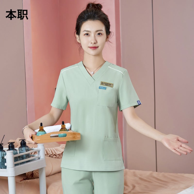 Short Sleeve Suit Medical Beauty Dental Front Desk Skin Management Spa Health Center Beauty Technician Overalls - Image 4