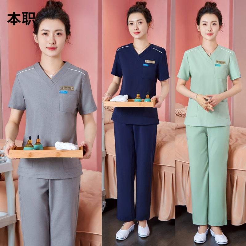Short Sleeve Suit Medical Beauty Dental Front Desk Skin Management Spa Health Center Beauty Technician Overalls - Image 2