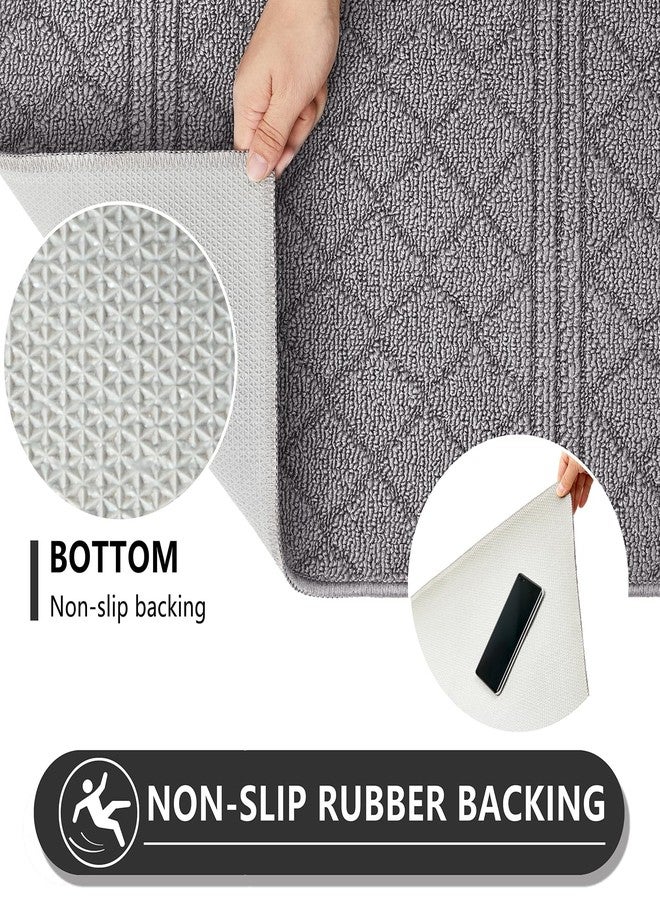 REFETONE Indoor Doormat, Front Back Door Mat 20"x32" Rubber Backing Non Slip Mats, Absorbent Resist Dirt Entrance Rugs for Entryway, Washable Low-Profile Inside Floor Mat for Muddy Wet Shoes, Grey - Image 2