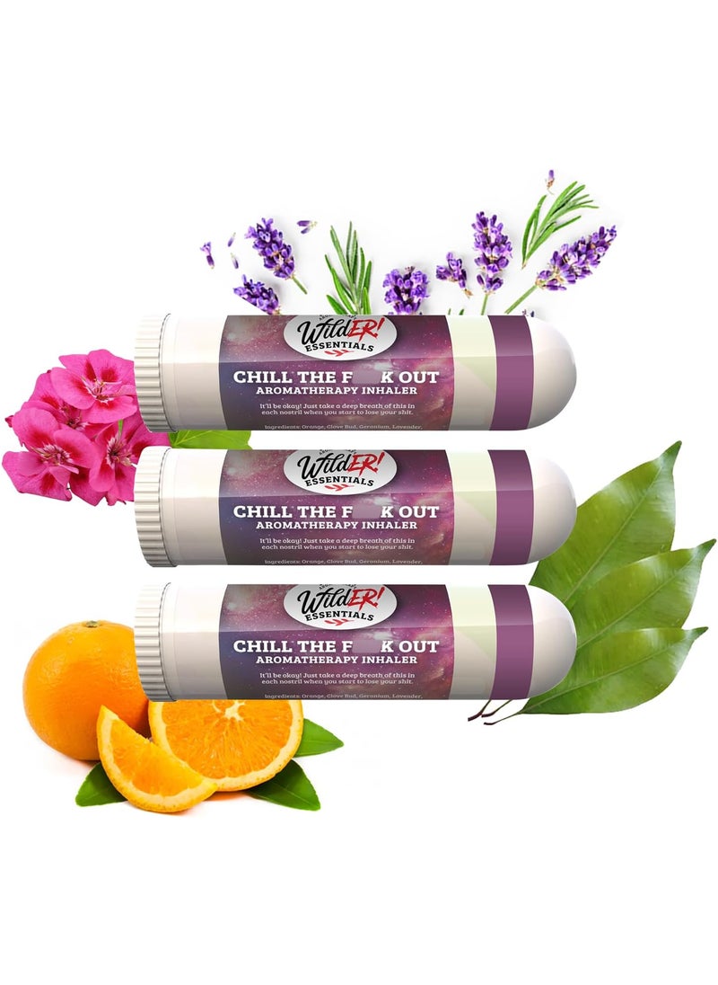 mEssentials Wild Essentials 3 Pack of Chill The F Out Aromatherapy Nasal Inhalers Made with 100% Natural, Premium Grade Essential Oils to Help Calm Your Spirit - Relaxing 