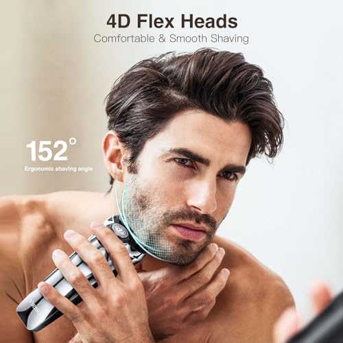YIRISO Electric Razor for Men, 90Min Long-Lasting Shaver with 4D Floating Head & LCD Display, Ultra Smooth for Sensitive Skin, IPX6 Waterproof, USB-C Fast Charge, with Travel Case - Ideal Gift - Image 5