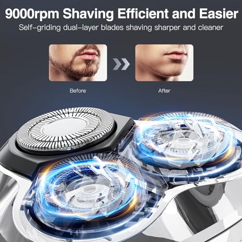 YIRISO Electric Razor for Men, 90Min Long-Lasting Shaver with 4D Floating Head & LCD Display, Ultra Smooth for Sensitive Skin, IPX6 Waterproof, USB-C Fast Charge, with Travel Case - Ideal Gift - Image 2