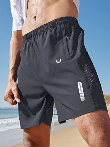 NORTHYARD Men's Athletic Running Shorts Gym Workout 7"/9"/5" Quick Dry Lightweight Sports Basketball Tennis 3 Zipper Pockets Darkgrey 2XL - Image 2