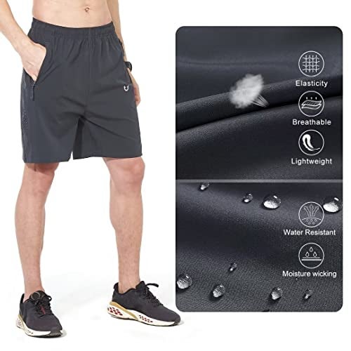 NORTHYARD Men's Athletic Running Shorts Gym Workout 7"/9"/5" Quick Dry Lightweight Sports Basketball Tennis 3 Zipper Pockets Darkgrey 2XL - Image 5