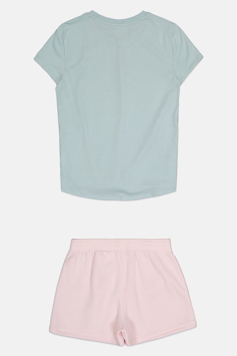 PUMA Kids Girl 2 Pieces Brand Logo Short And T-Shirt Set, Multicolor - Image 3