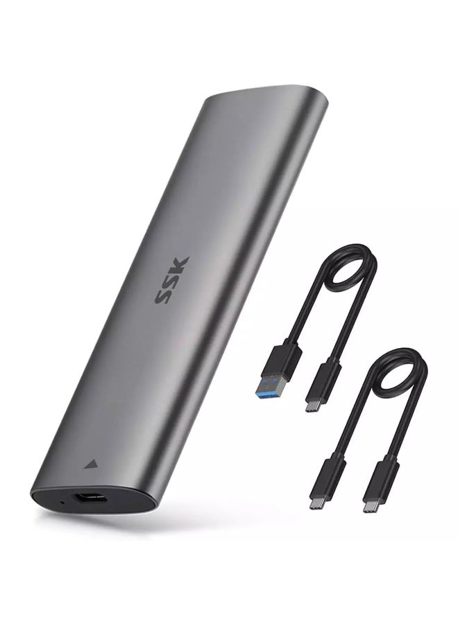 SSK Aluminum M.2 to USB NVMe SATA SSD Enclosure Reader, Tool-Free USB 3.2 Gen 2 10Gbps NVMe PCI-E 6Gbps SATA M-Key / B+M Key Solid State Drive External Adapter With UASP Trim, for SSDs 2242 2260 2280  - Image 1